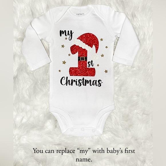 Personalized Christmas Baby Onesie- Various Sizes - Picture 1 of 2